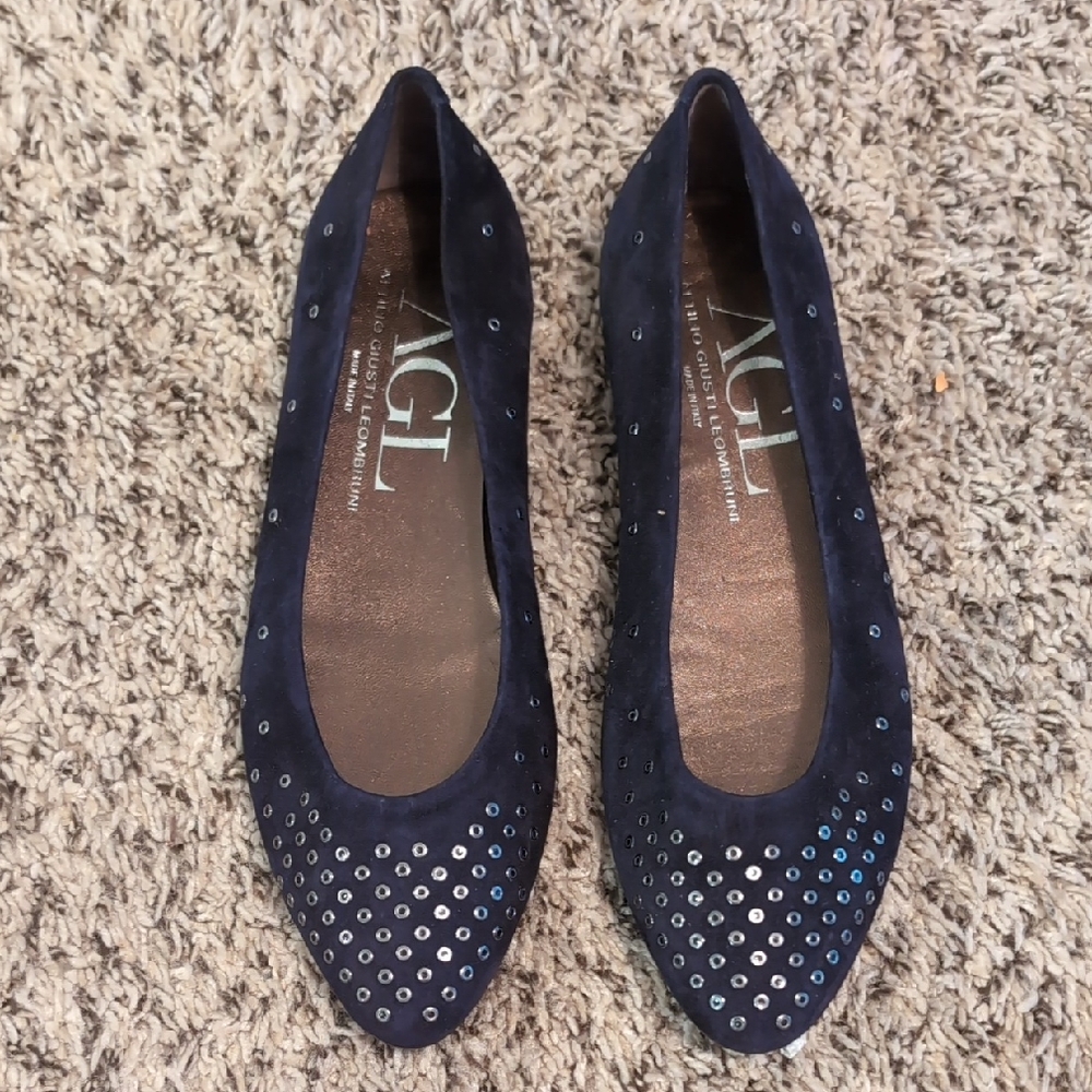 AGL Women's Navy Studded Flats